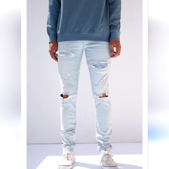 PacSun Light Ripped Stacked Skinny Jeans 34x32 - Picture 1 of 9